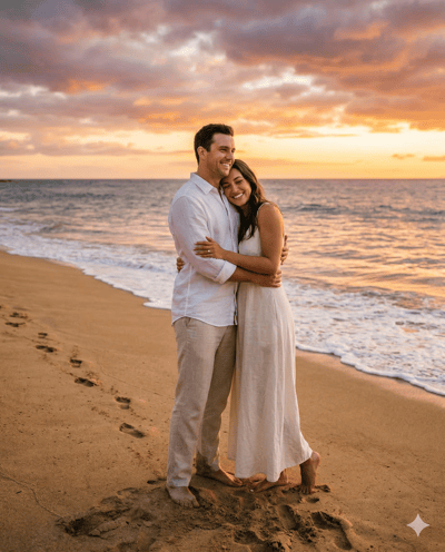 Beach engagement photo style