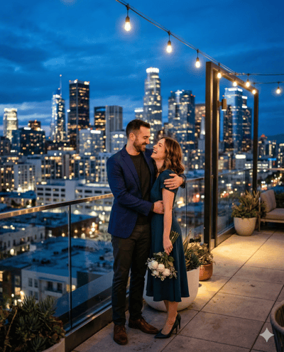 City luxury engagement photo style
