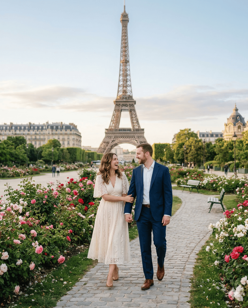 Couple in Paris France destination engagement photo location